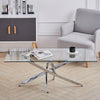Rectangle Glass Coffee Table With Chrome Cross Legs Modern Living Room Furniture