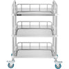 Mobile Rolling Cart 3-Tiers Stainless Steel Lab Medical Rolling Trolley Cart