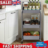 3 Tier Kitchen Trolley On Wheels Folding Rolling Cart Storage Rack With Handle