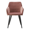 Pair Of Modern Dining Chairs Pink Velvet Armchairs Metal Legs Home Dining Room