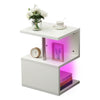 Coffee Table High Gloss 2 Tier Side RGB LED Light Storage Living Room Furniture