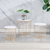 Set of 3 Round Nesting Tables with Wooden Top End Table Coffee Side Tables White