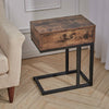 Vintage Sofa Side End Table C-Shaped 1 Drawer Storage Bedside Cabinet Nightstand