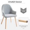 Set Of 2 Elegant Tub Velvet-Feel Dining Chairs w/ Wood Legs Metal Frame Grey