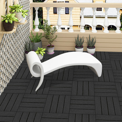 11x WPC Decking Tiles Garden Patio Balcony Interlocking Composite Decking Floor