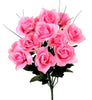 12 Heads Stems Artificial silk Flowers openRose Bunch Wedding Home Grave Outdoor