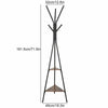 Metal 9 Hooks Coat Stand Hat Floor Standing Rack Clothes Hanger Wooden Shelf