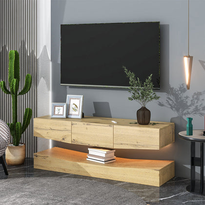 Wall Mount Floating TV Unit Cabinet Stand With LED Lights TV Entertainment HT