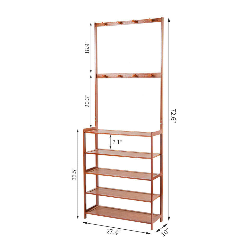 180cm Clothes Rail Hanging Rack Shelf Entryway Shoe Organizer Stand Multi Tier