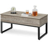 Split Lift-top Coffee Table with Storage Side Drawer&Metal Legs for Living Room