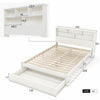 4FT6 White Wooden Double Bed Pine Wood Bed Frame with Storage Drawer & Shelves