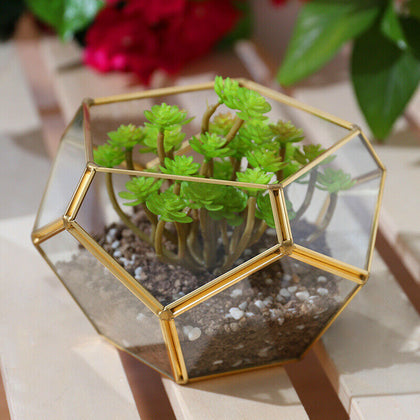 Geometric Glass Metal Succulent Pot Planter Box Candle Holder Tabletop Container