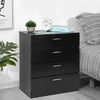 Chest of 4 Drawers Black Bedroom Furniture Tall Storage Bedside Table Nightstand