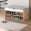 Wooden Ottoman Shoes Storage Rack Bench Padded Grey Seat Cabinet Cupboard Stand