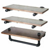 Set of 3 Floating Shelves Wall Mounted Wooden & Metal Storage Rack Display Decor