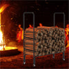 4Ft Tall Black Metal Firewood Log Rack Storage Holder Lockable Wheels In/Outdoor