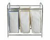 Chrome Laundry Washing Basket Bin Sorter 3 Removable Canvas Compartments