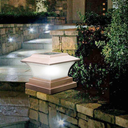 LED Solar Powered Fence Lights Outdoor Garden Landscape Deck Lamp Cold White UK