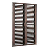 Window Style Garden Wall Mounted Mirror Brown Shutter Window IndoorOutdoor Decor
