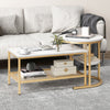 Set of 2 Coffee Nesting Table Set Detachable 2-Tier Sofa Side Table Faux Marble