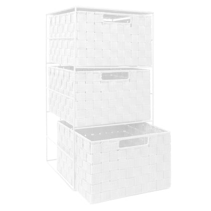 3 Drawer Storage Cabinet for Bedroom, Bathroom Unit, White-L30.5 x W30.5 x H61cm