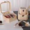 Octagon Shape Wood Earrings Ring Jewelry Storage Box Wedding Gift Case Glass Top