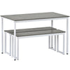 Kitchen Dining Table and 2 Bench Set Garden Bench Sturdy Metal Frame Industrial