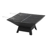 Square Fire Pit BBQ Grill Heater Outdoor Garden Firepit Brazier Patio Outside