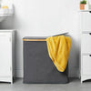 2 Compartment Grey Laundry Basket - Bathroom Bedroom Utility Room Storage