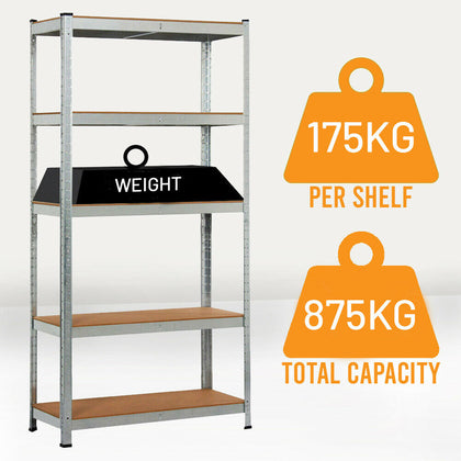 Racking Shelf Heavy Duty 5 Tier Garage Shelving Storage Shelves Unit 180x90x40cm