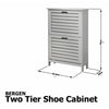 RANGE TWO TIER SHOE CABINET RACK DRAWER CUPBOARD STORAGE UNIT GREY