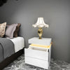 High Gloss Bedside Table Nightstand Chest Cabinet Unit with 2 Drawers LED Light