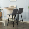 2X Grey Velvet Bar Stools Breakfast Pub Chair With Footrest Modern Home Kitchen