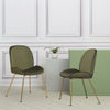 Round Dining Table with Four Green Velvet Chairs Set Kitchen 4-seater Furniture