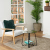 Round Sofa Side Table With Tempered Glass Top Living Room Furniture Coffee Tea