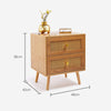 Rattan Bedside Table | Nightstand Cabinet 2 Drawer Wood Veneer Side Table | BTFY