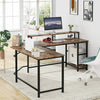 Computer Desk L-Shaped Home Office DesK Workstation Corner Study Desk-Rustic