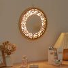LED Lighted Metal Framed Glass Mirror Wood Carving Wall Hanging Dressing Make-Up