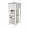 Shabby Chic Bedside Unit Tables Drawers Cabinet + Wicker Storage Wooden Bedroom