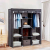 Grey Fabric Canvas Wardrobe With Clothes Hanging Rail Shelves Storage Cupboard
