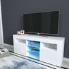 Modern White High Gloss Corner TV Unit Stand Cabinet LED Light W/ Storage Drawer