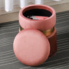 Round Ottoman Storage Box Stool Velvet Padded Tassel Dressing Table Vanity Chair
