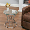 Silver Clear Glass Top Coffee Table Sofa Side End Tables Round Small Laptop Desk