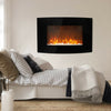 Electric Fireplace Wall Mount Fire Flicker Flame Black Glass with Remote 30"-50"