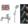 Modern Bath Shower Mixer Taps Deck Mounted Chrome Valve Bar Tap Handset & Hose