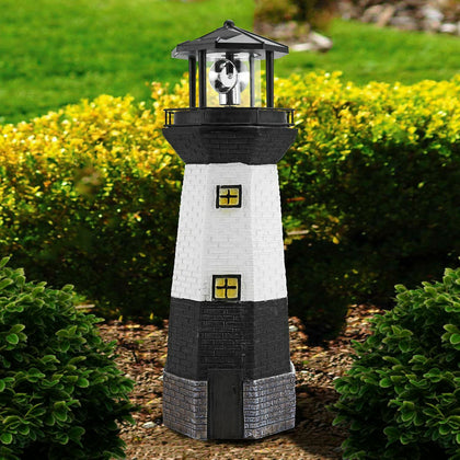 Large Solar Powered Lighthouse Rotating Led Bulb Garden Ornament Patio New Light