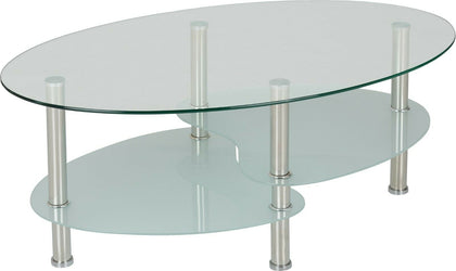 Cara Coffee Table Clear Glass and Frosted Glass Silver Chrome Legs