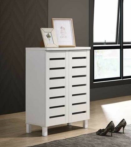2 Door Shoe Storage Cabinet Footwear Stand Rack Unit Cupboard Sideboard White