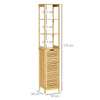 Tall Slim Bathroom Cabinet Freestanding Storage Organiser w/ 3 Shelves Natural