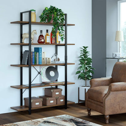 5 Tier Industrial Furniture Retro Ladder Shelf Metal Storage Book Rack Bookshelf